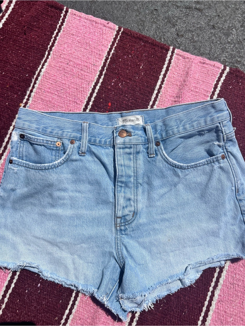 Madewell Light Wash High-Rise Denim Shorts - Light Blue